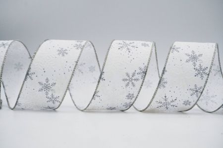 Текстурированная лента снежинок с проволокой_KF7101GC-1N-197_белая